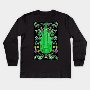 Botanical Green Hurdy-Gurdy Kids Long Sleeve T-Shirt